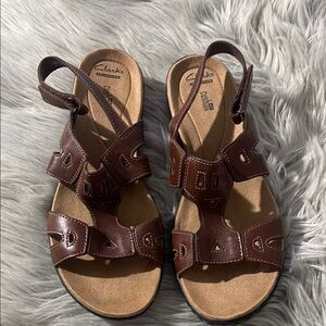 Clarks Brown Leather Sandals